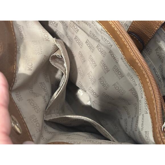 MICHAEL Michael Kors Hamilton Leather Tote Cognac Gold Large Pebbled Leather - Picture 11 of 14